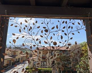 Wrought Iron Garden Gate with Floral and Vine Motif