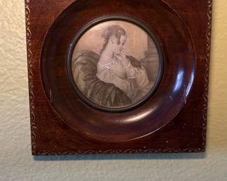 Antique Framed Oval Miniature Portrait of a Woman 