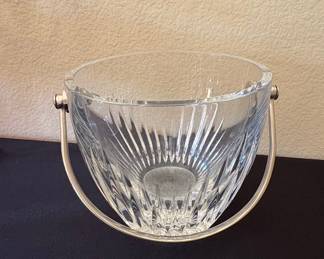Baccarat Crystal Massena Ice Bucket with Silver-Plated Handle