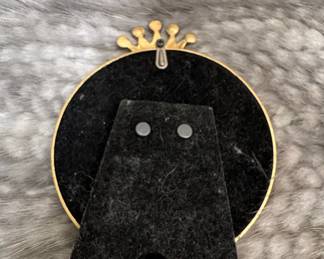 Victorian Style Portrait Miniature Frame with Crown Embellishment and Rhinestones