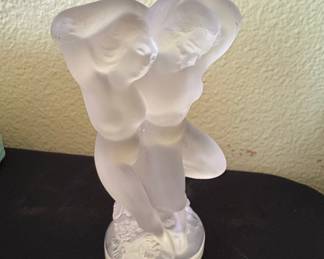 Lalique 'Deux Danseuses' Frosted Crystal Figurine