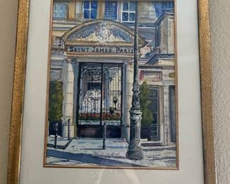 Watercolor Painting of Saint James Paris Entrance by Paul Valdez