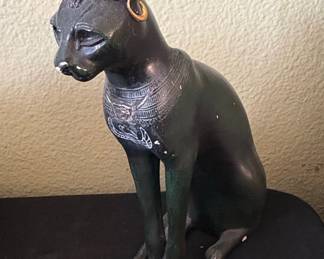 Egyptian Revival Bronze Cat Statue - "ALVA" Maker Mark