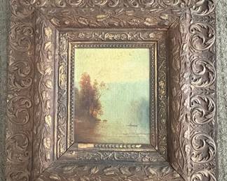 Ornate Gold Frame of Landscape Painting 