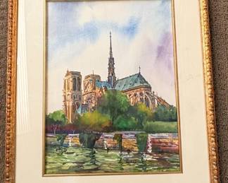 Notre Dame Cathedral Watercolor Painting