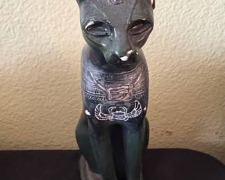 Egyptian Revival Bronze Cat Statue - "ALVA" Maker Mark