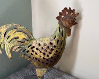 Rustic Metal Rooster Figurine