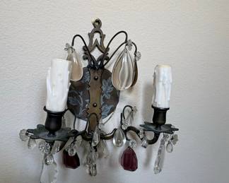 Vintage Crystal and Metal Sconce
