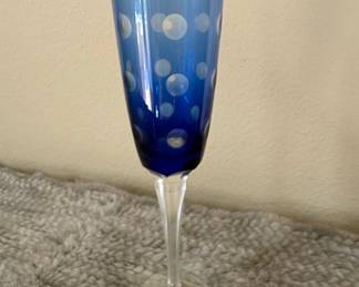 Blue Polka Dot Champagne Flute