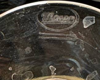 Pair of Moser "Splendid" Crystal Wine Glasses with Gilt Band