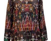 Thai Silk Tunic Top - Women's - Large - Multicolor Print