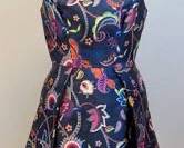 Ted Baker Fluxam Folk and Foilage Navy and Floral Fit and FlareDress