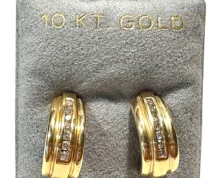 Pair of 10K Gold Diamond-Accent Earrings