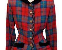 Yves Saint Laurent Rive Gauche Velvet Bow Tartan Jacket - Size 38 - Vintage