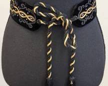 Vintage Yves Saint Laurent Velvet Black with Gold Embroidery & TasselsBelt