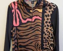 Jamie Sadock Women's Print Zip-Front Long-Sleeve Shirt - Size M