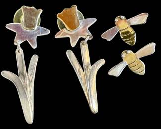 Designer Ann Harvey Sterling Silver Earrings