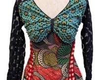 Vintage Jean Paul Gaultier - Black & Multi Print Open Back Semi Sheer Top