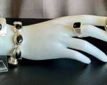 terling Silver Onyx Jewelry Set - Bracelet 7in, Ring Size 8, Earrings (2 Pairs)