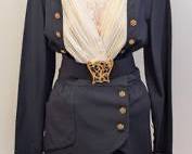 Crêpe & Silk Chiffon with Gold Buttons and Belt Skirt-Suit Karl Lagerfeld, Vintage