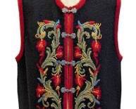 Vrikke Women's Wool Vest - 100% Wool - Size S - Black With Embroidered Floral