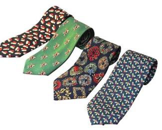 Set of 4 Christmas Holiday Silk Neckties Vineyards Vines, Nicole Miller, and More
