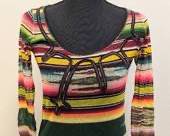 Jean Paul Gaultier Vintage Mesh Top - Multicolor Stripe - Size M