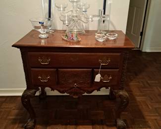 Small 4 drawer chest, glass candle holders