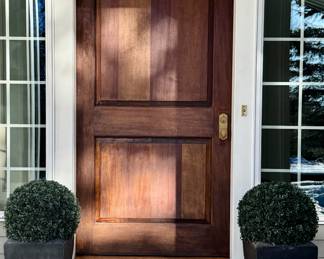 (2) Lightweight Planters with Faux Boxwood Spheres