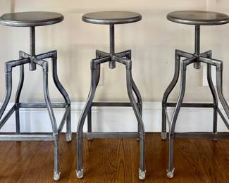 (3) Crate & Barrel Turner Gunmetal Adjustable Bar Stools