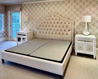 Upholstered King Bed with Tufted Headboard