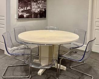 Modern Dining Table & Ikea Acrylic Chairs