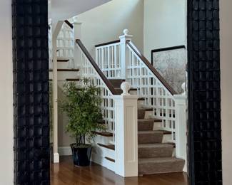 Leather Accent Foyer Mirror