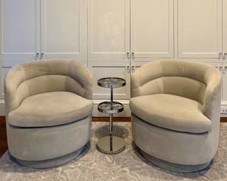(2) West Elm Swivel Armchairs