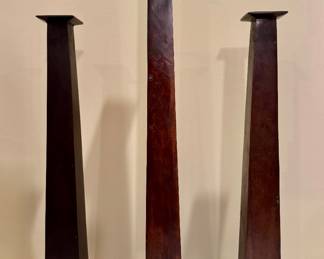 Set of 3 Metal Pillar Candlesticks