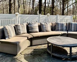 Janus et Cie Wicker Outdoor Sectional & Coffee Table