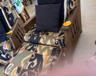 Brandt Ranch Oack Chair and Ottomen