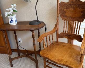 Pressed Back Chair w/ Vintage table