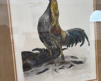 Signed Fighting Cock Print