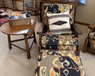 Brandt Ranch Oak Chair and Ottoman, side  table