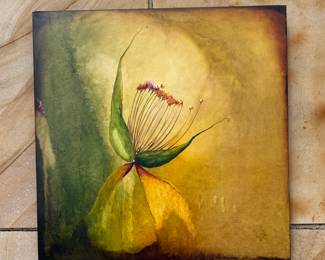 Jean Larson, Le Printemps en Ardèche, XLIII. Signed, dated, and inscribed on reverse. Expressive botanical composition blending modern abstraction with natural form — a striking contemporary artwork from a distinguished estate collection.