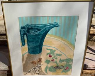 Juanita H. Tumelaire – Original Oil Monotype Print
A distinctive original oil monotype titled “Self Portrait Series: A Still Life, I” by regional printmaker Juanita H. Tumelaire of Signal Mountain, Tennessee. This expressive still life composition features layered textures and soft modernist colorwork, highlighting the spontaneity and one-of-a-kind nature unique to the monotype process — no two impressions are ever exactly alike.