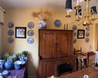 Antique Pine Two piece Storage Cabinet