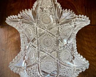 Amazing American Brilliant Period (APB) leaf form bowl c1890