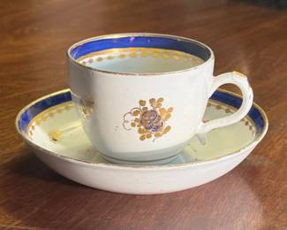 18thC Caughley Worcester porcelain cup & saucer
