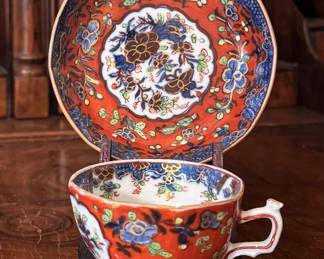 European 'clobbered' Chinese export porcelain cup & saucer c.1800