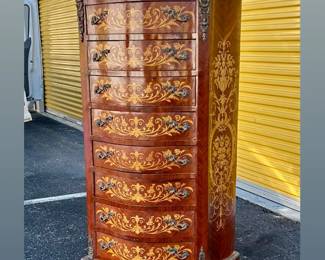 French Marquetry inlaid 8 draw Semainier