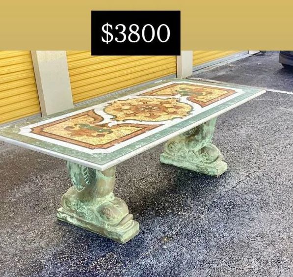 Amazing Bronze Dolphin base & Pieta Dura top Table