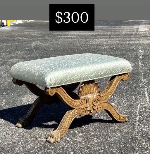 George III style footstool with carved shells