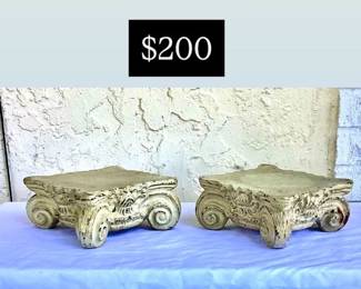 Cast Iron Capitals, Vase or plant stands-7” sq 3”H